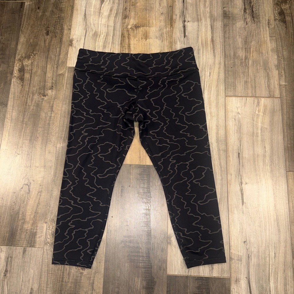 Athleta Elation Train Textured‎ 7/8 Leggings Womens XL Black Gray Athletic Tight